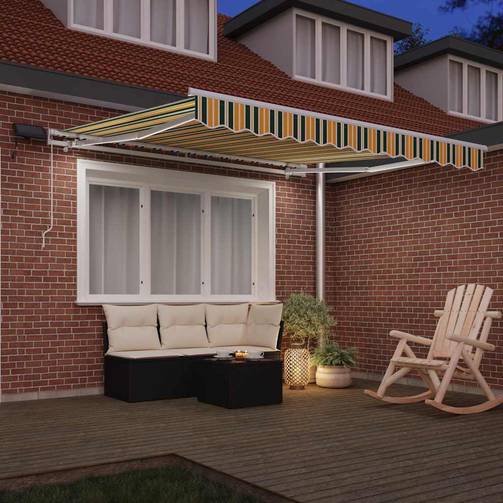 vidaXL Retractable Awning Green and yellow 300 x 250 cm