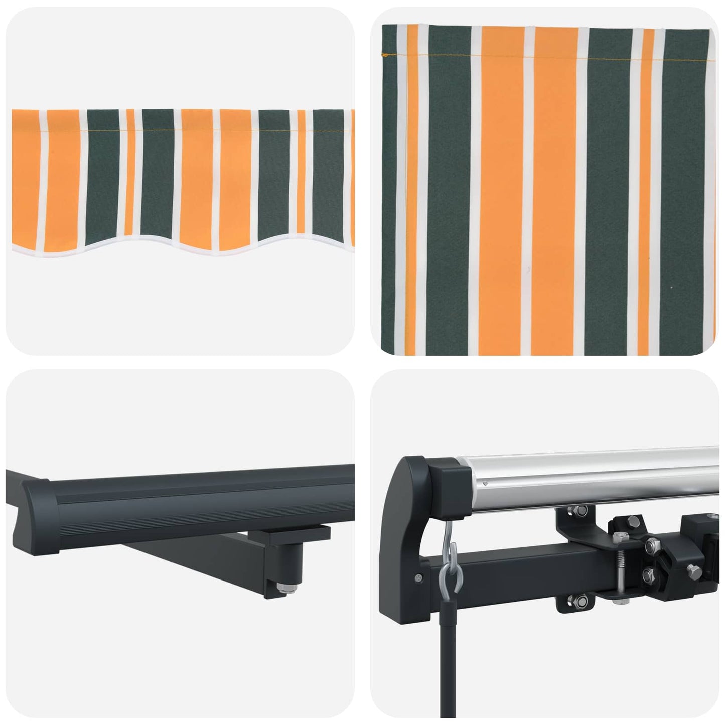 vidaXL Retractable Awning Green and yellow 300 x 250 cm