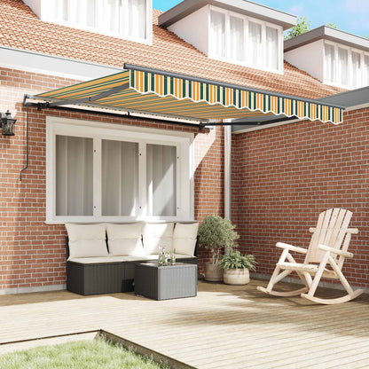 vidaXL Retractable Awning Green and yellow 300 x 250 cm