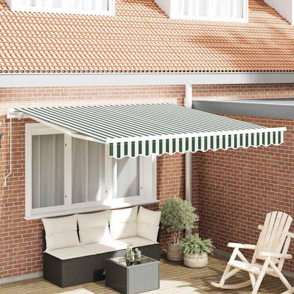 vidaXL Retractable Awning Green and White 300 x 250 x 165 cm