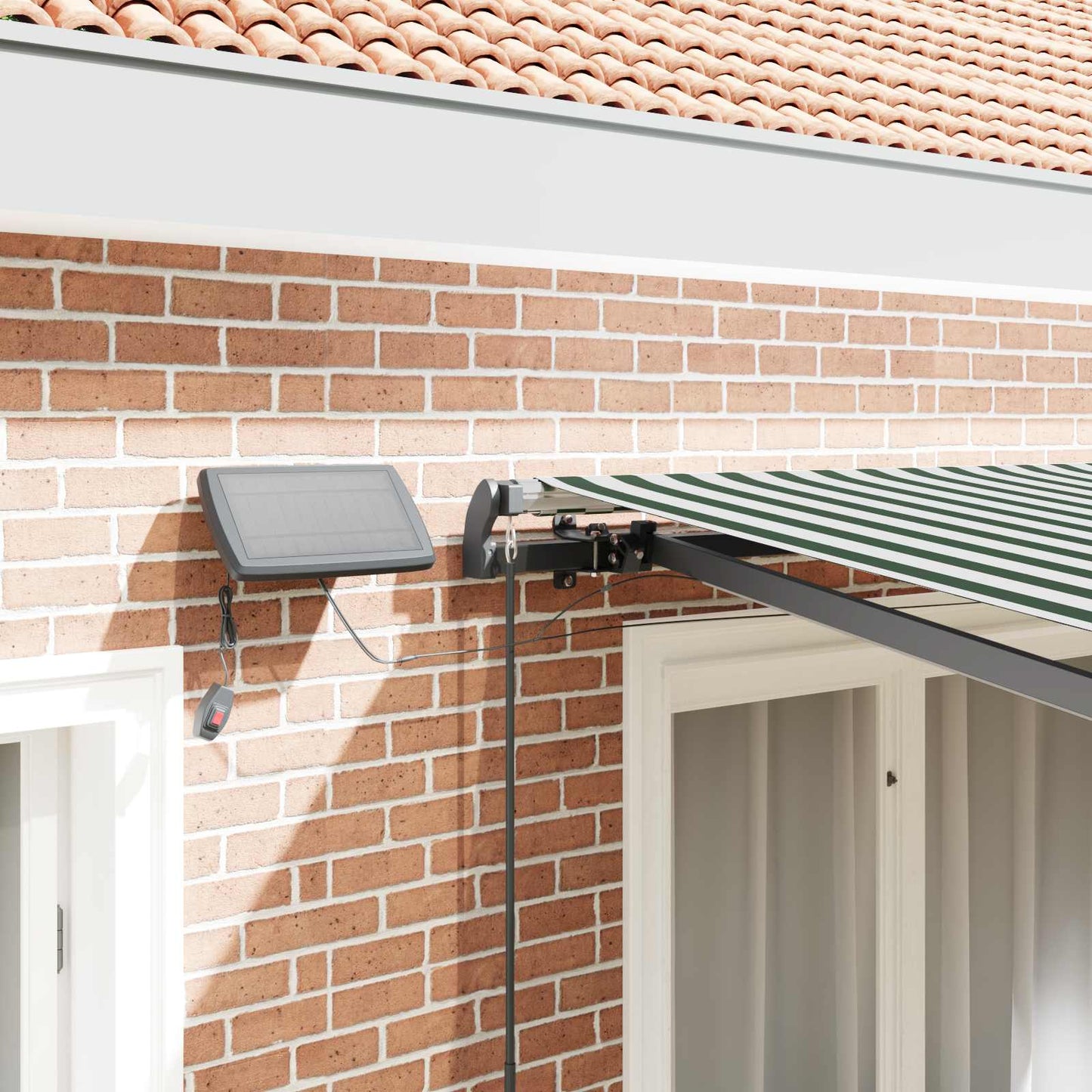 vidaXL Retractable Awning Green and White 300 x 250 cm