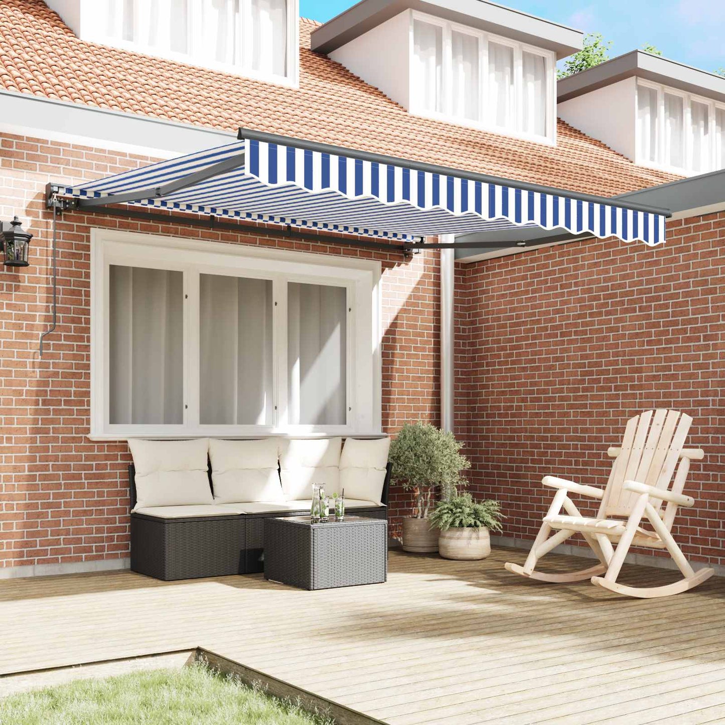 vidaXL Awning Frame Blue and White 350 x 250 cm
