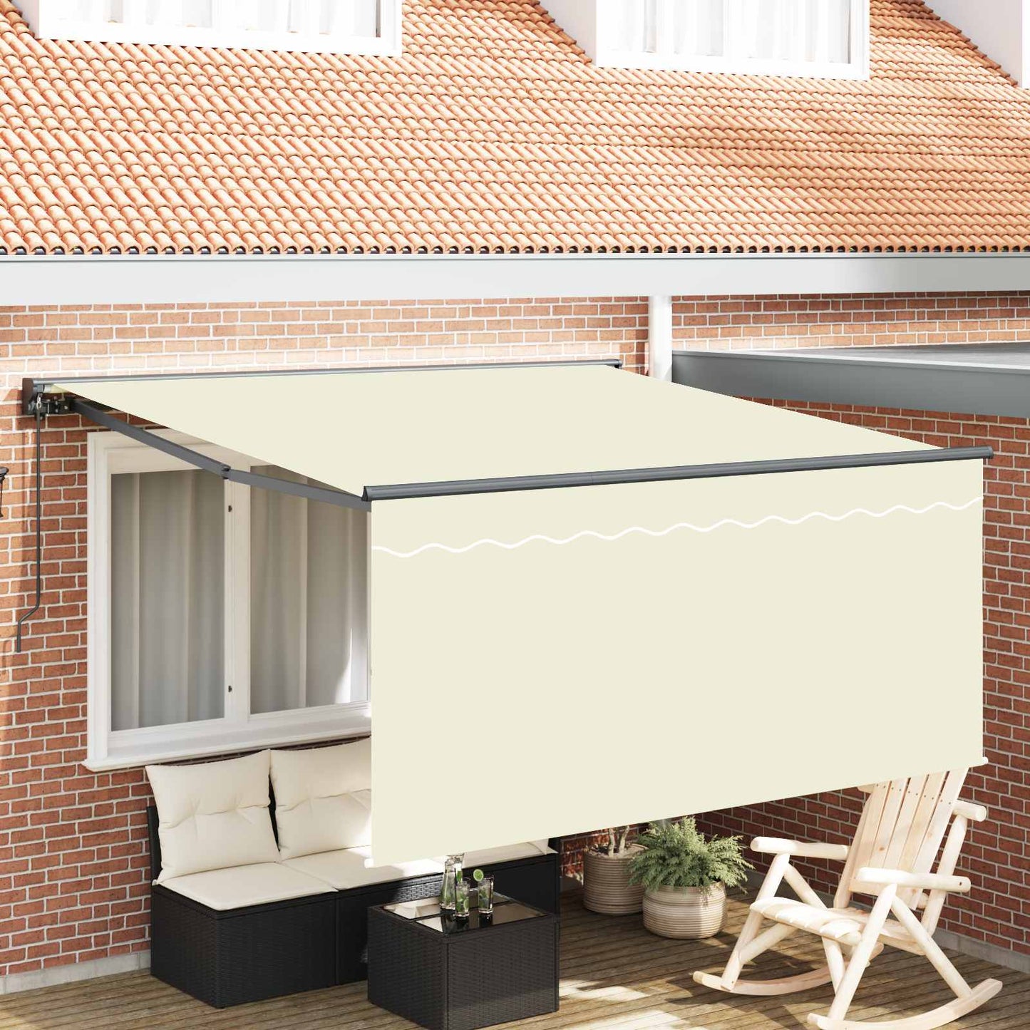 vidaXL Retractable Awning Cream 350 x 250 cm Polyester and Aluminium