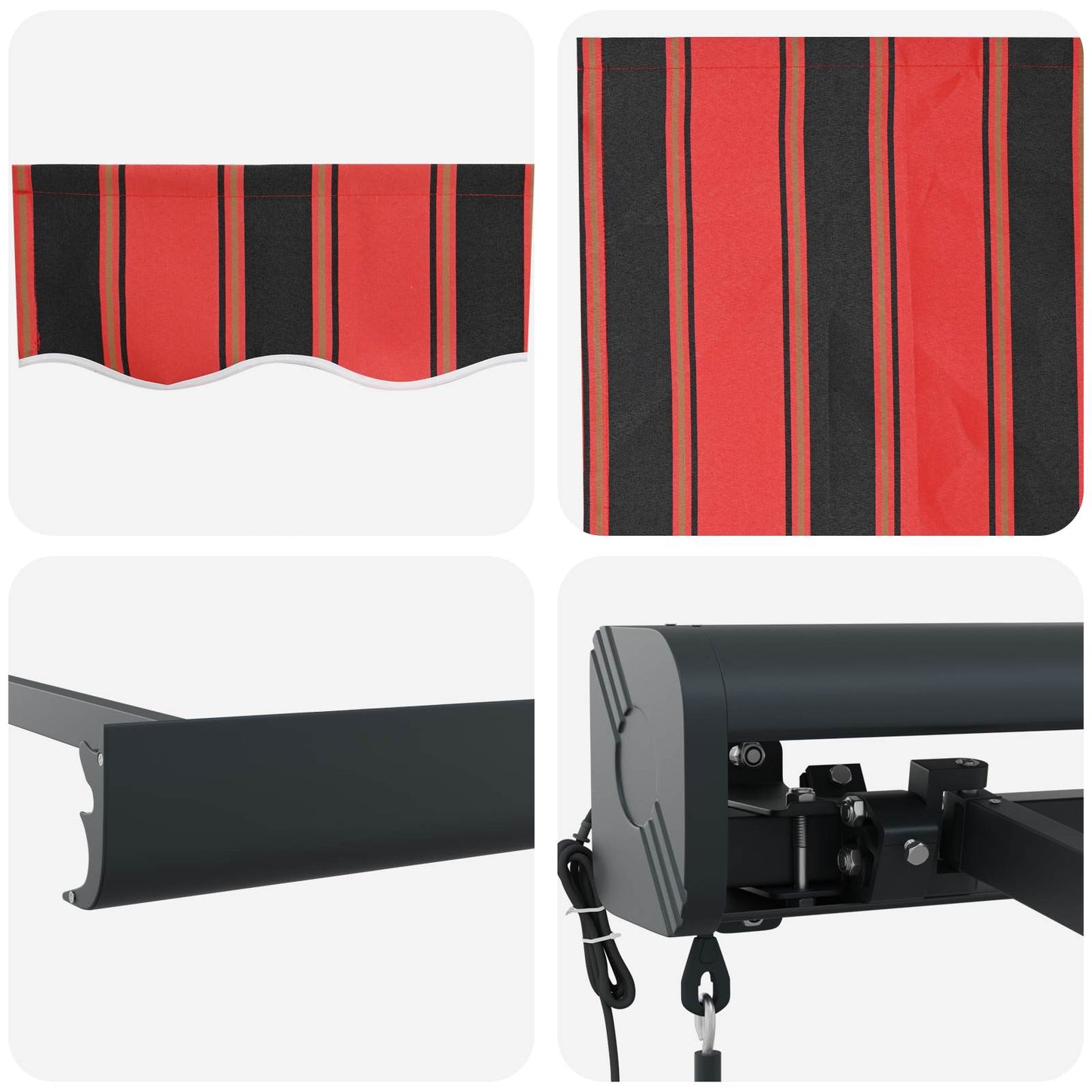 vidaXL Retractable Awning Red and Black 350 x 250 cm
