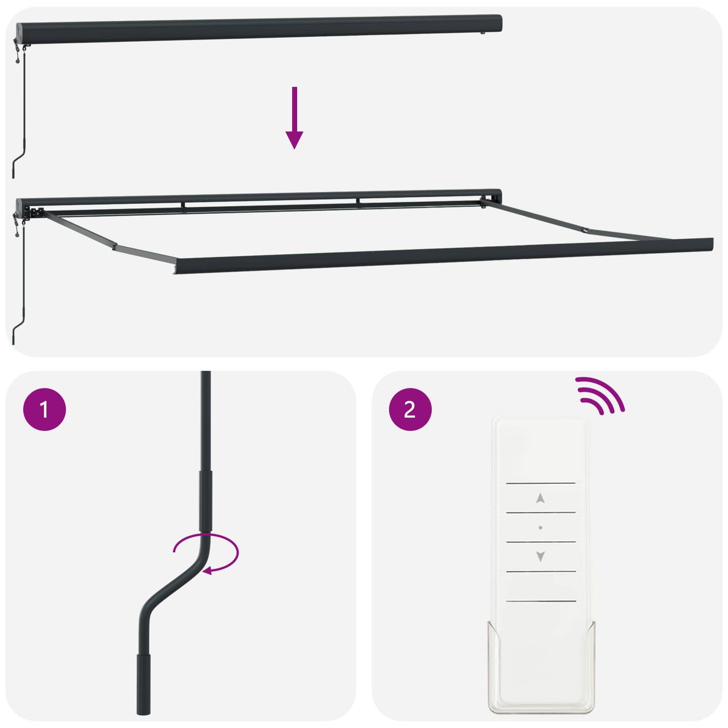 vidaXL Retractable Awning Red and Black 350 x 250 cm