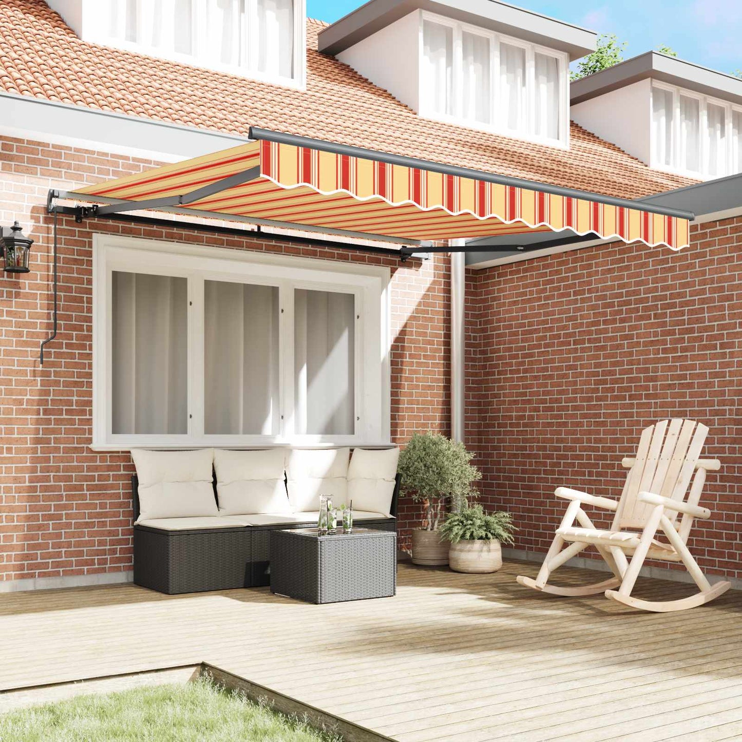 vidaXL Retractable Awning Yellow and Orange 350 x 250 cm