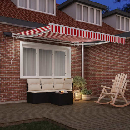 vidaXL Retractable Awning Red and White 350 x 250 cm
