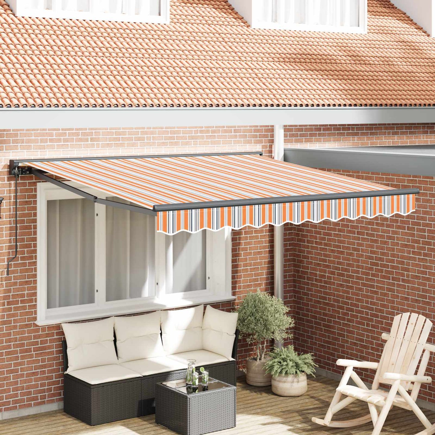 vidaXL Awning Frame Blue and Orange 350 x 250 cm