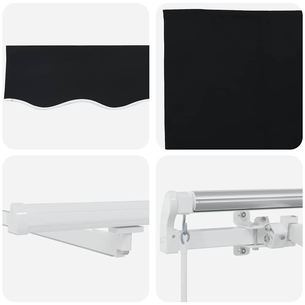 vidaXL Retractable Awning Black 350 x 250 cm Fabric and Aluminium