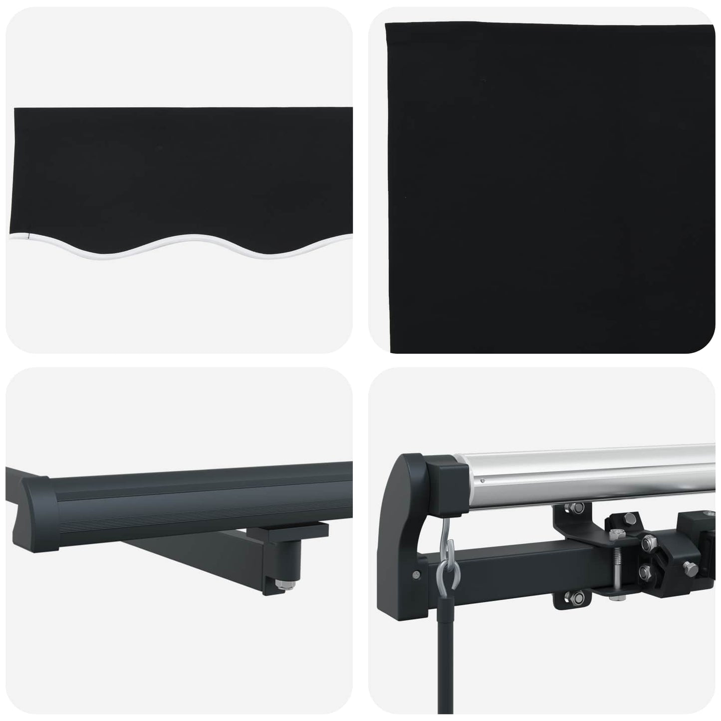vidaXL Retractable Awning Black 350 x 250 cm Polyester and Aluminium