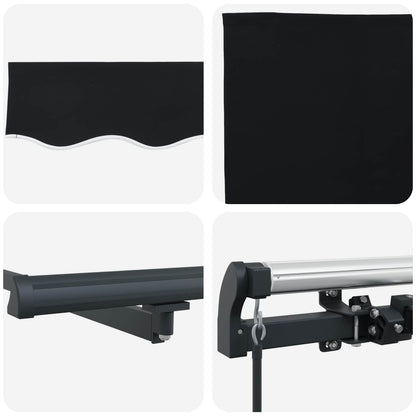 vidaXL Retractable Awning Black 350 x 250 cm Polyester and Aluminium