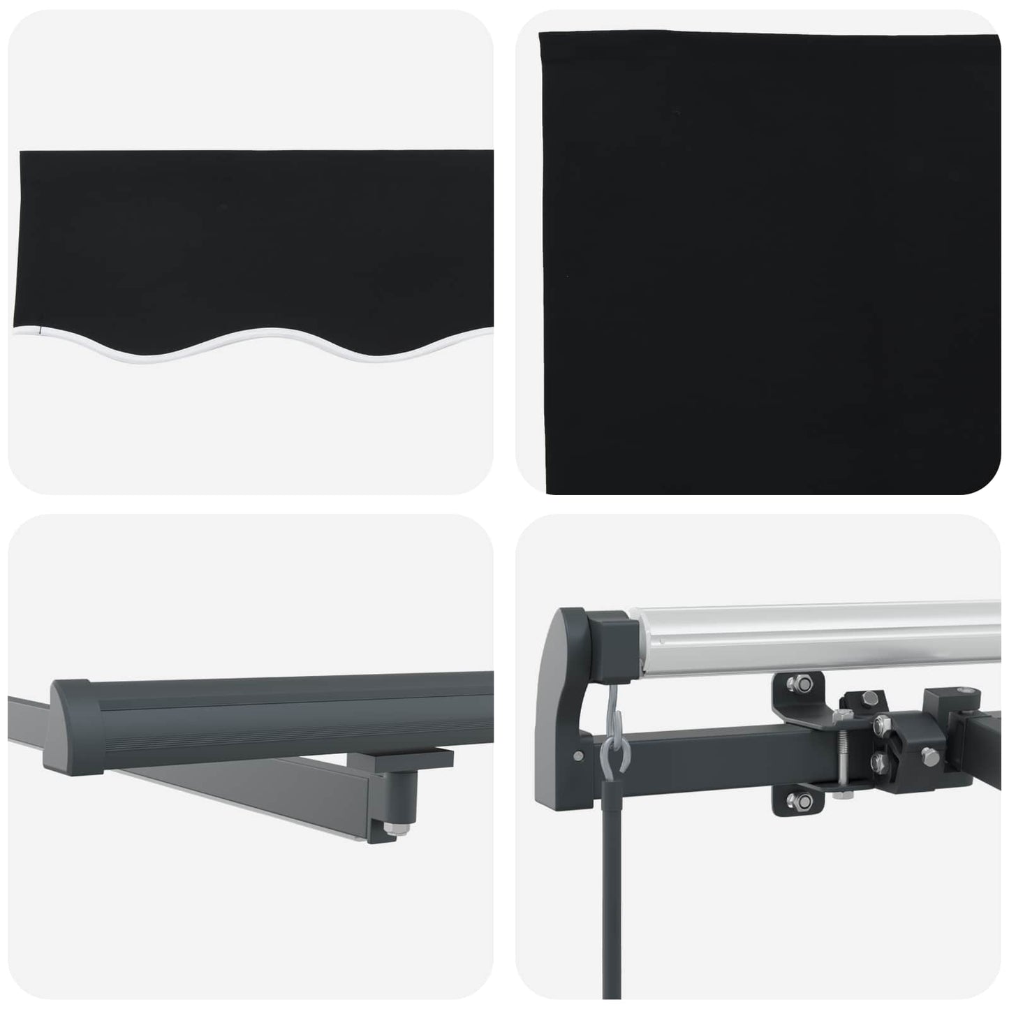 vidaXL Retractable Awning Black 350 x 250 cm Fabric