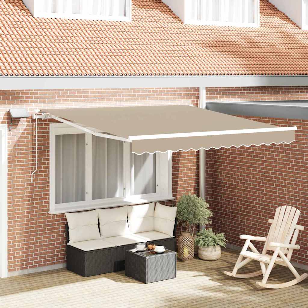 vidaXL Retractable Awning Beige 350 x 250 cm Fabric and Steel