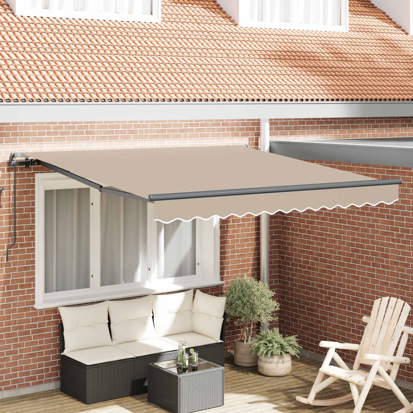 vidaXL Retractable Awning Beige 350 x 250 cm Polyester and Aluminium