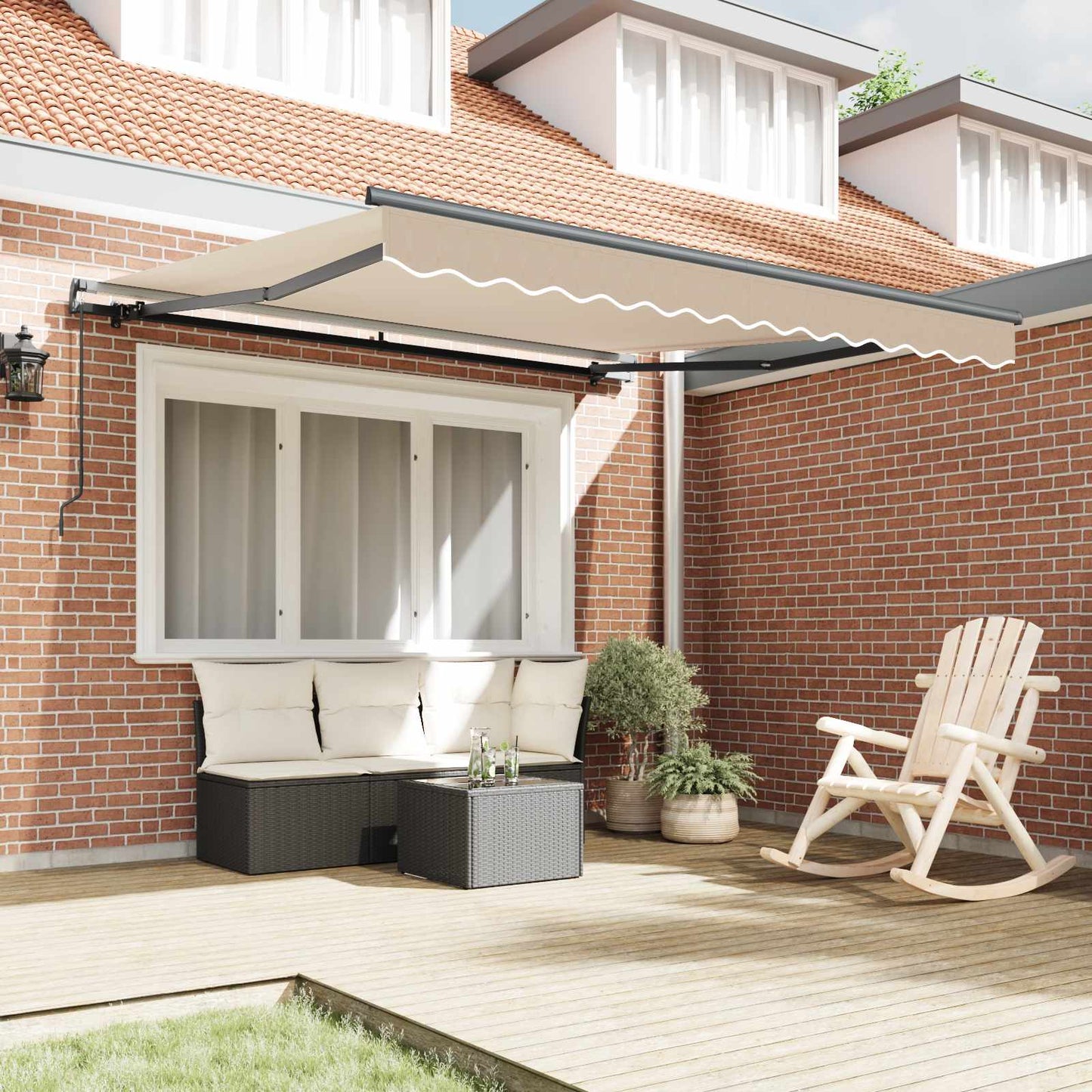 vidaXL Retractable Awning Beige 350 x 250 cm Polyester and Aluminium