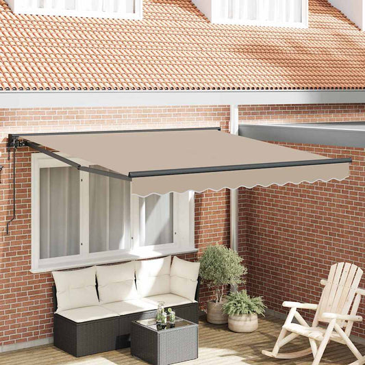 vidaXL Retractable Awning Beige 350 x 250 cm Polyester and Metal