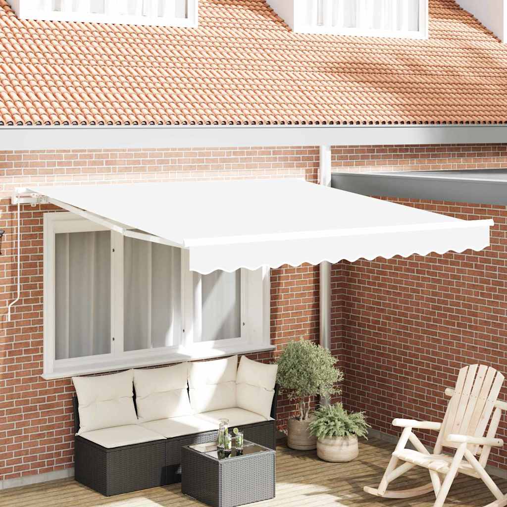 vidaXL Retractable Awning White 350 x 250 cm Polyester and Aluminium