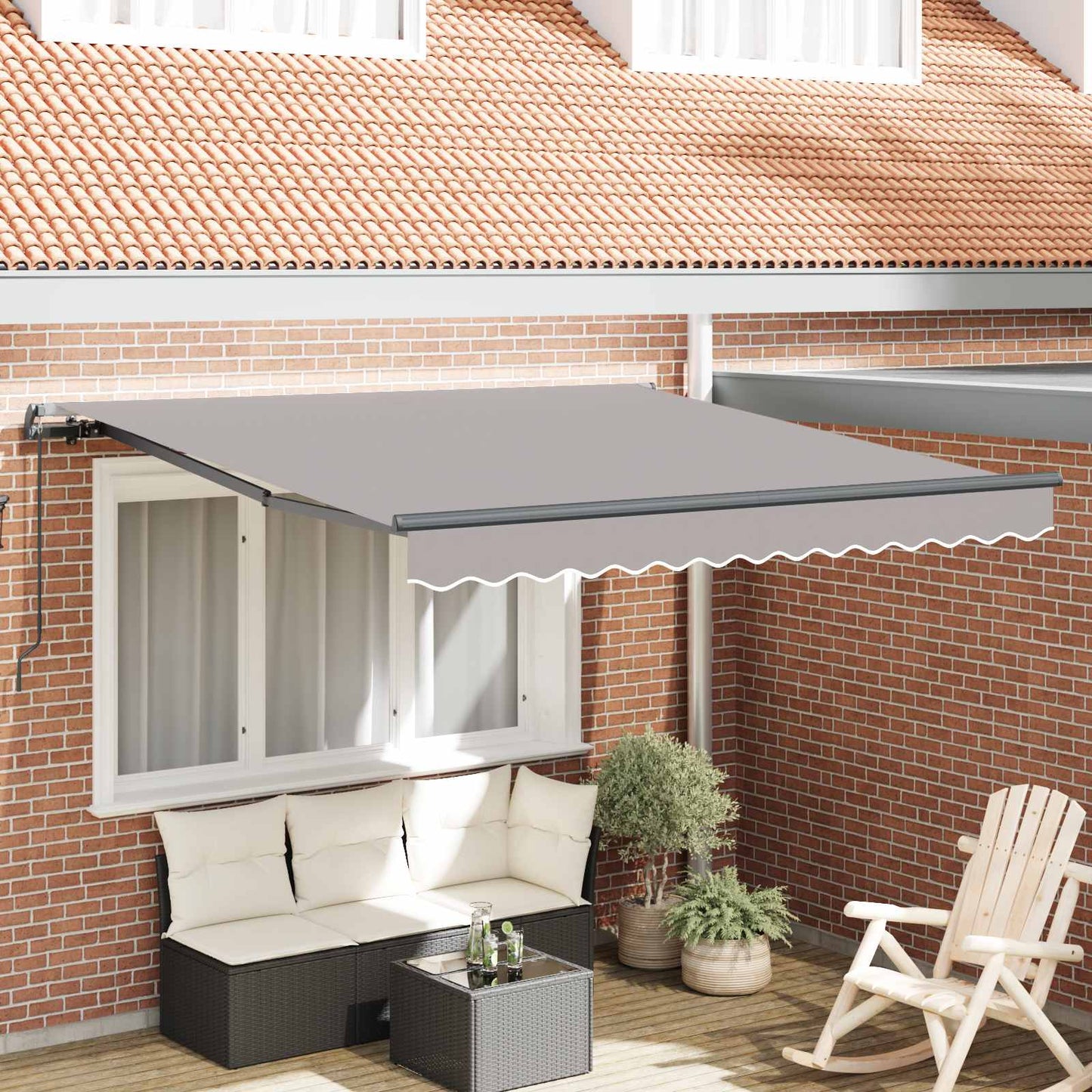 vidaXL Retractable Awning Light Grey 350 x 250 cm