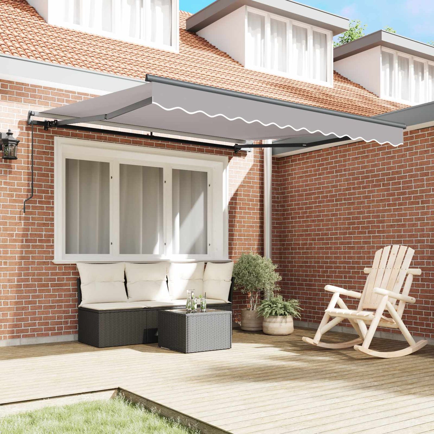 vidaXL Retractable Awning Light Grey 350 x 250 cm