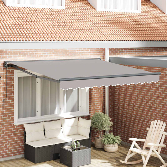 vidaXL Awning Frame Light Grey 350 x 250 cm Polyester with PU coating