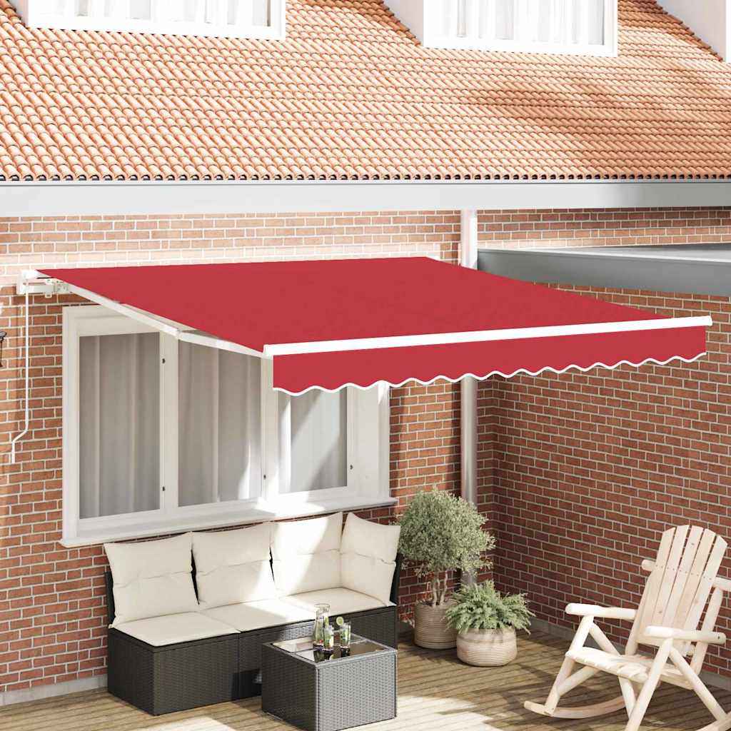 vidaXL Retractable Awning Red 350 x 250 cm Polyester and Aluminium