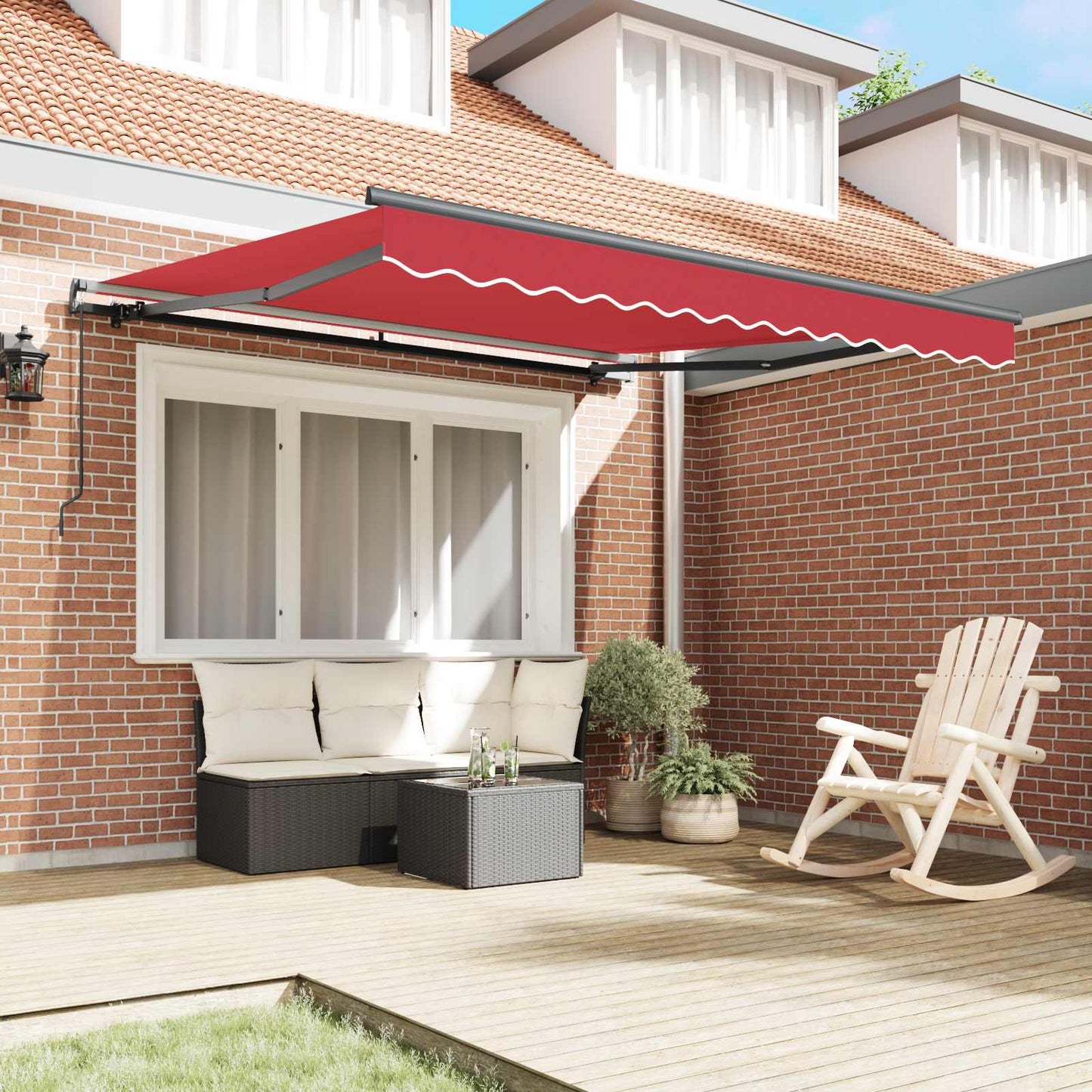 vidaXL Retractable Awning Red 350 x 250 cm Polyester and Aluminium