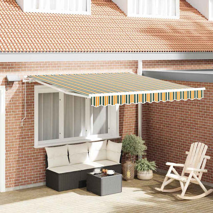 vidaXL Retractable Awning Green and yellow 350 x 250 cm
