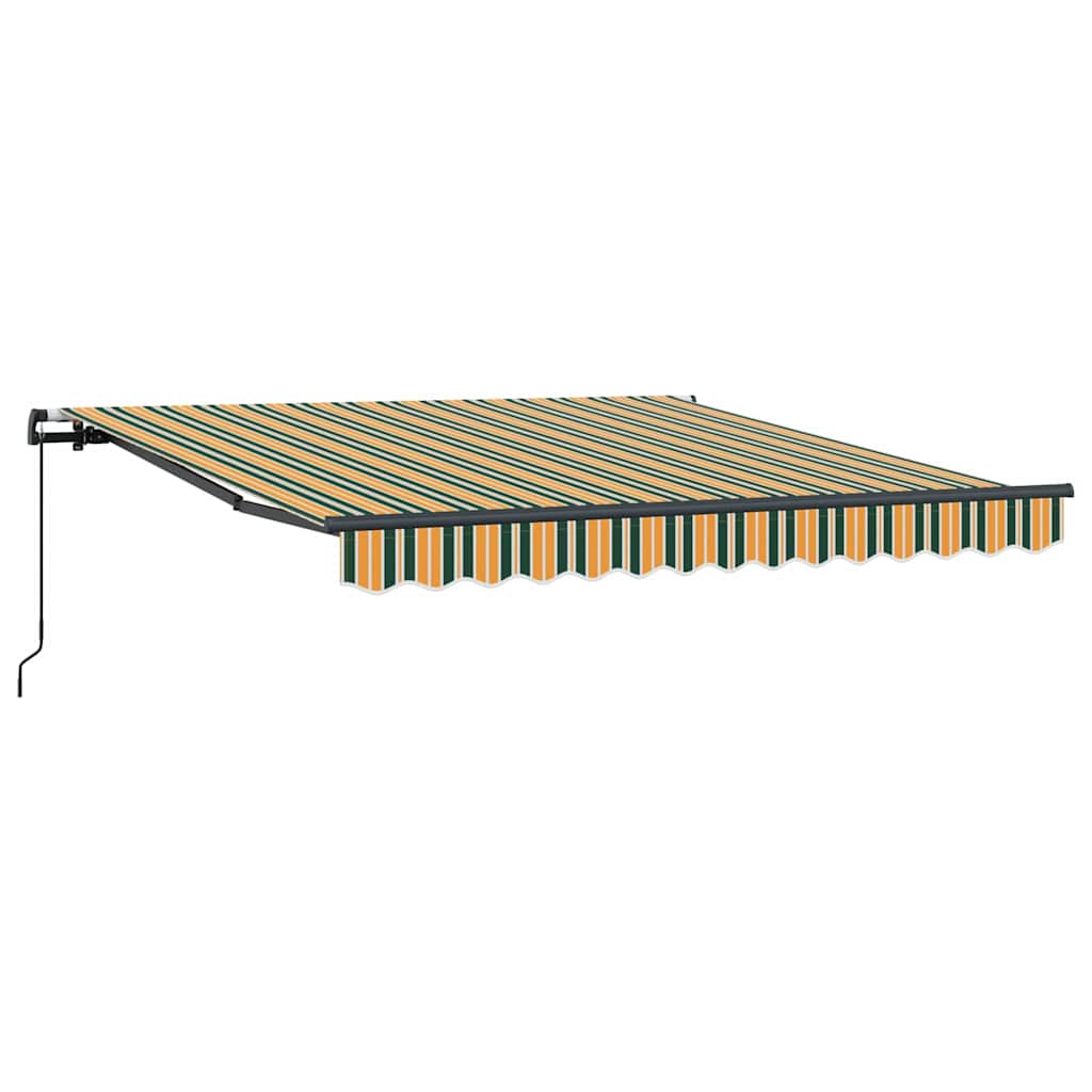 vidaXL Retractable Awning Green and yellow 350 x 250 cm