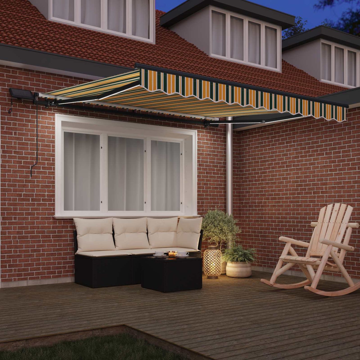 vidaXL Retractable Awning Green and yellow 350 x 250 cm