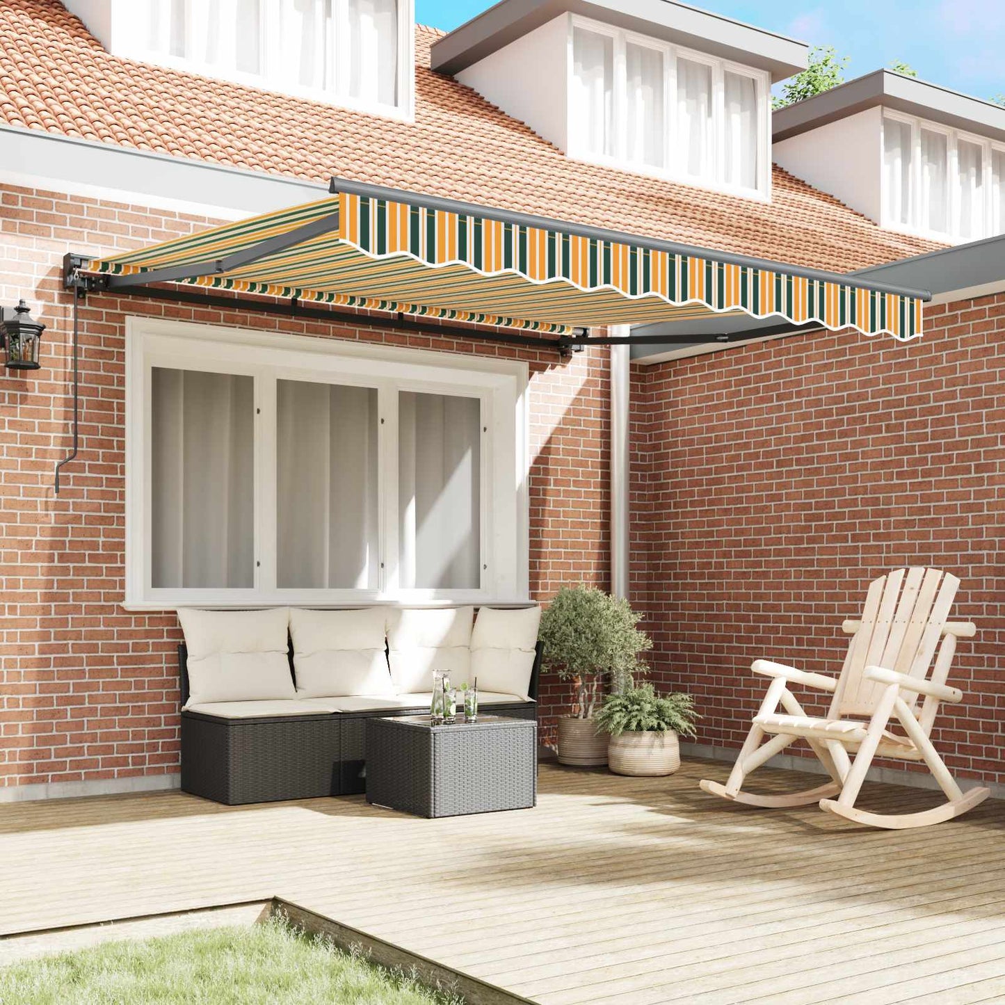 vidaXL Awning Frame Green and Yellow 350 x 250 cm