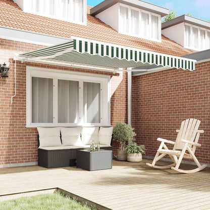 vidaXL Retractable Awning Green and White 350 x 250 cm