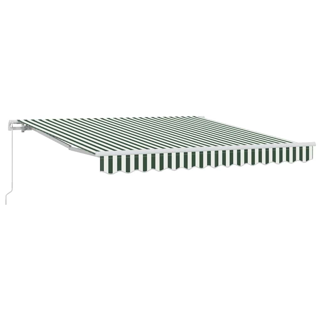 vidaXL Retractable Awning Green and White 350 x 250 cm