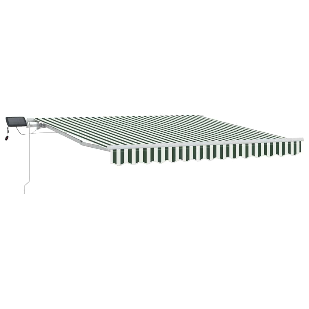 vidaXL Retractable Awning Green and White 350 x 250 cm