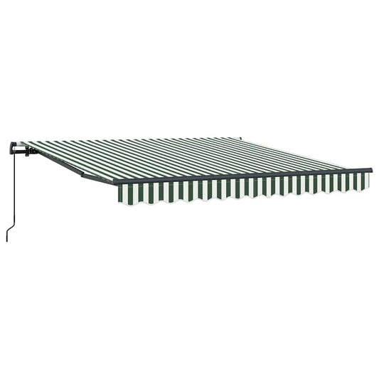 vidaXL Retractable Awning Green and White 350 x 250 cm