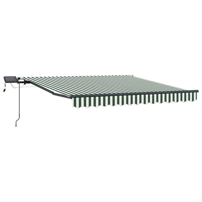 vidaXL Retractable Awning Green and White 350 x 250 cm