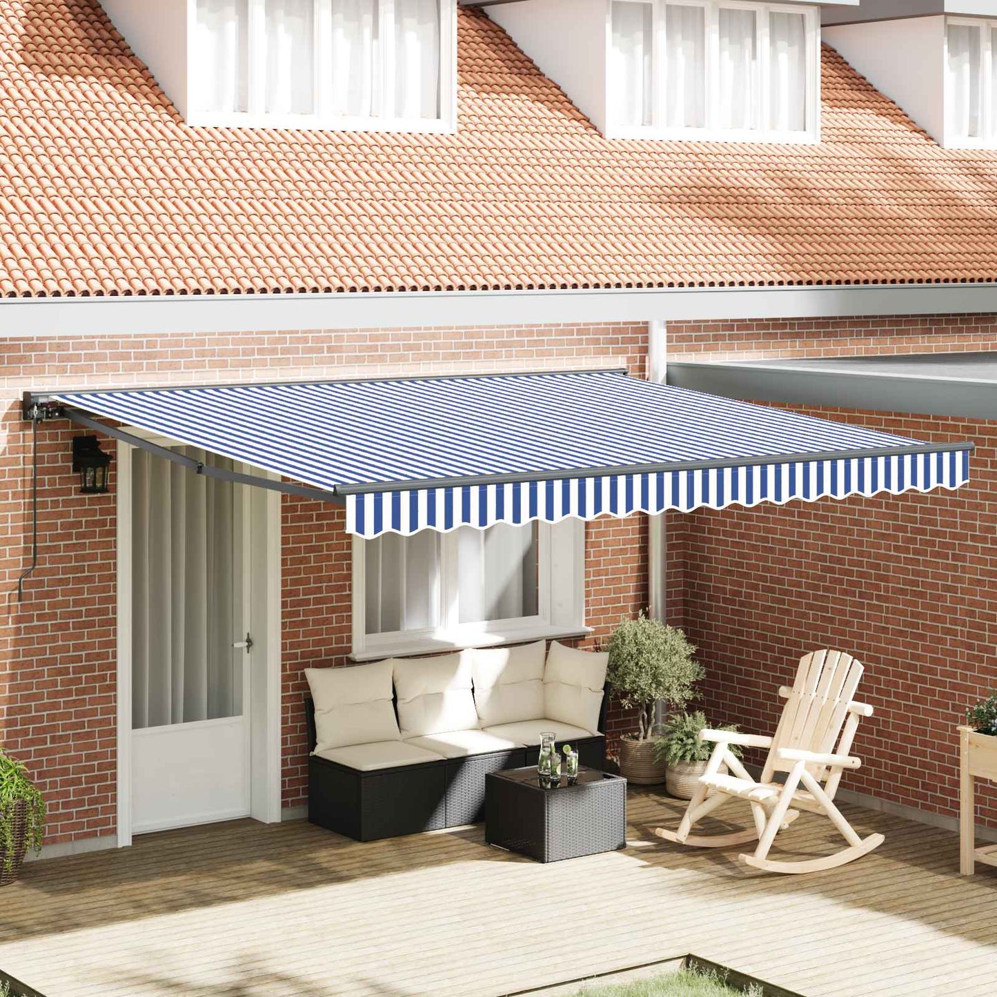 vidaXL Awning Frame Blue and White 400 x 300 cm