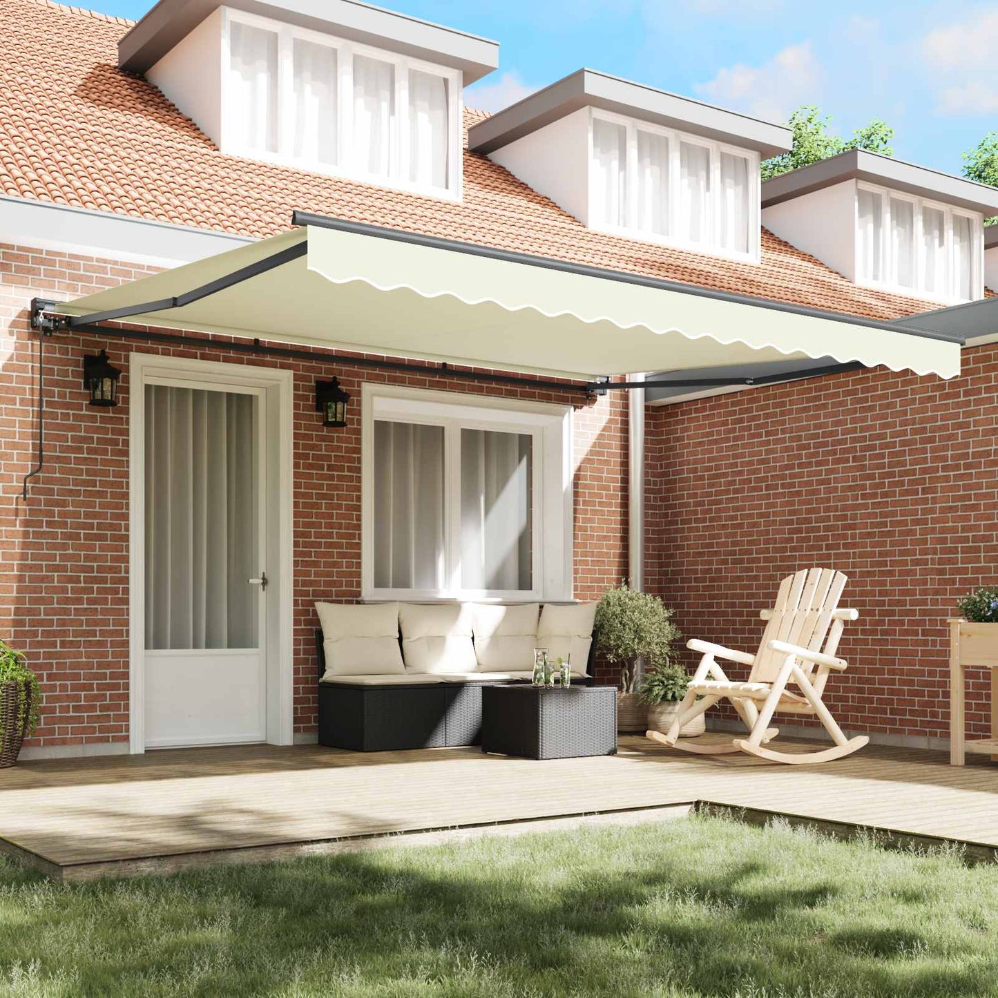 vidaXL Awning Frame Cream 400 x 300 cm Polyester with PU coating