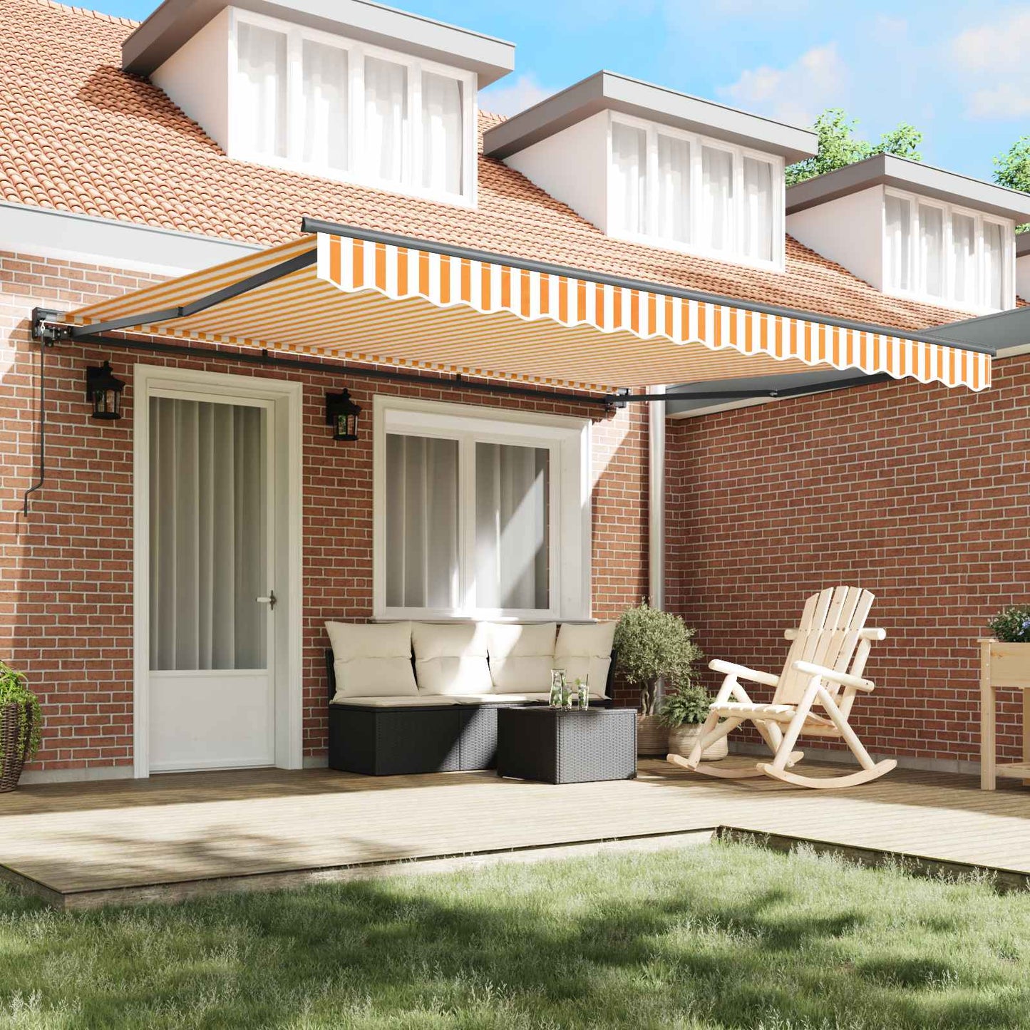 vidaXL Awning Frame Yellow and White 400 x 300 cm