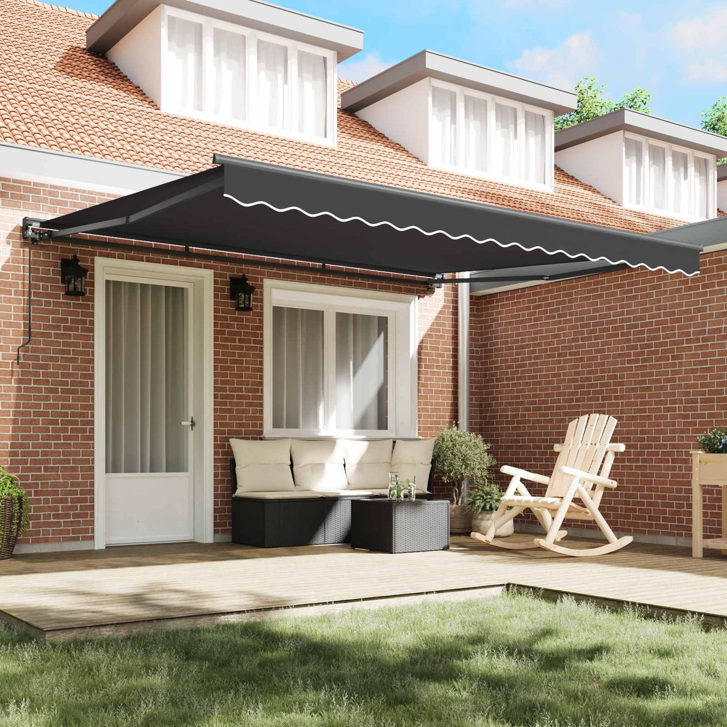 vidaXL Awning Frame Anthracite 400 x 300 cm Polyester with PU coating