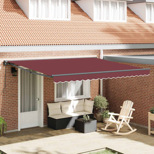 vidaXL Awning Frame Burgundy 400 x 300 cm Polyester with PU coating