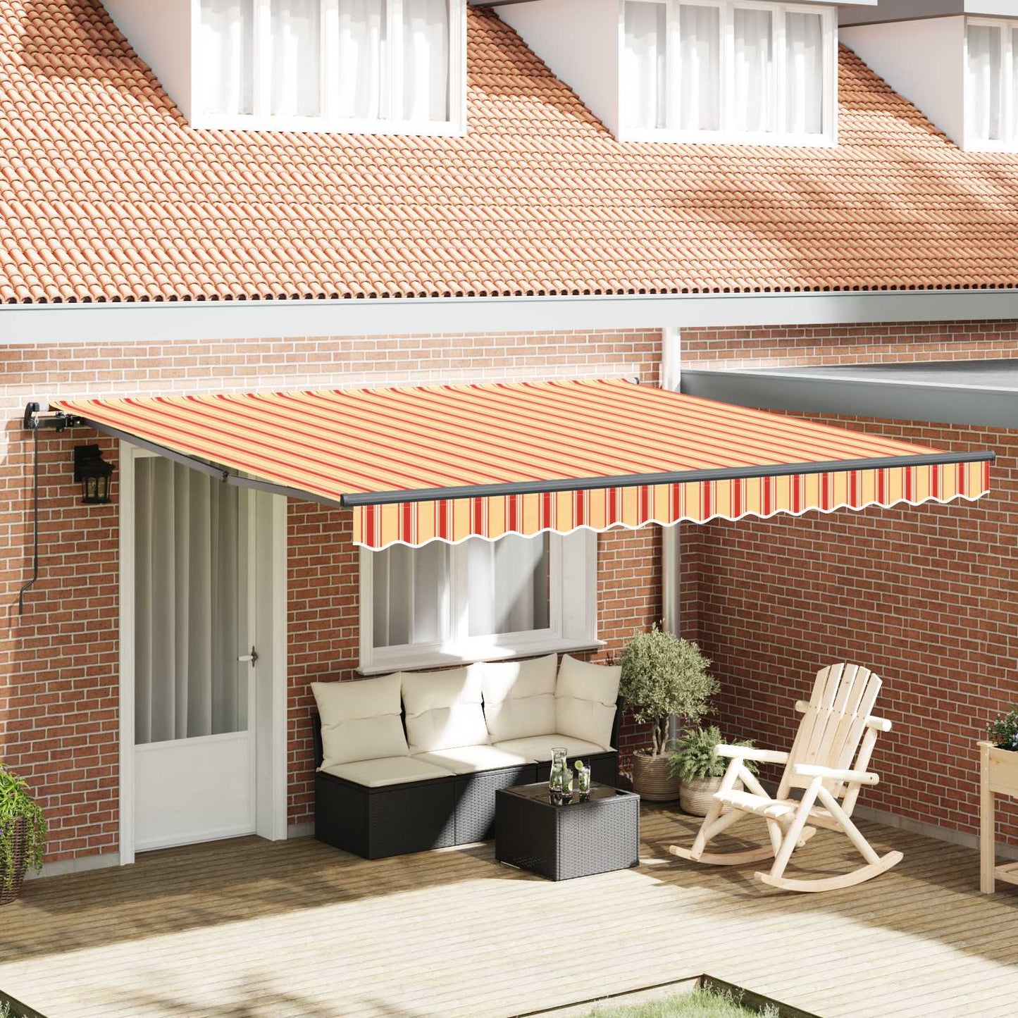 vidaXL Retractable Awning Yellow and Orange 400 x 300 cm