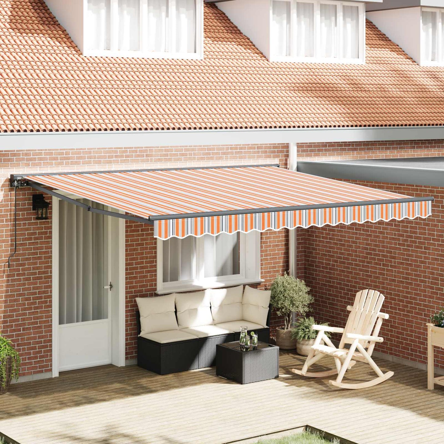 vidaXL Awning Frame Blue and Orange 400 x 300 cm