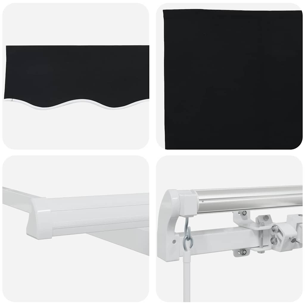 vidaXL Retractable Awning Black 400 x 300 cm Polyester and Aluminium