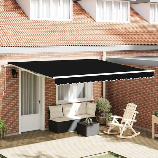 vidaXL Retractable Awning Black 400 x 300 cm Polyester and Aluminium