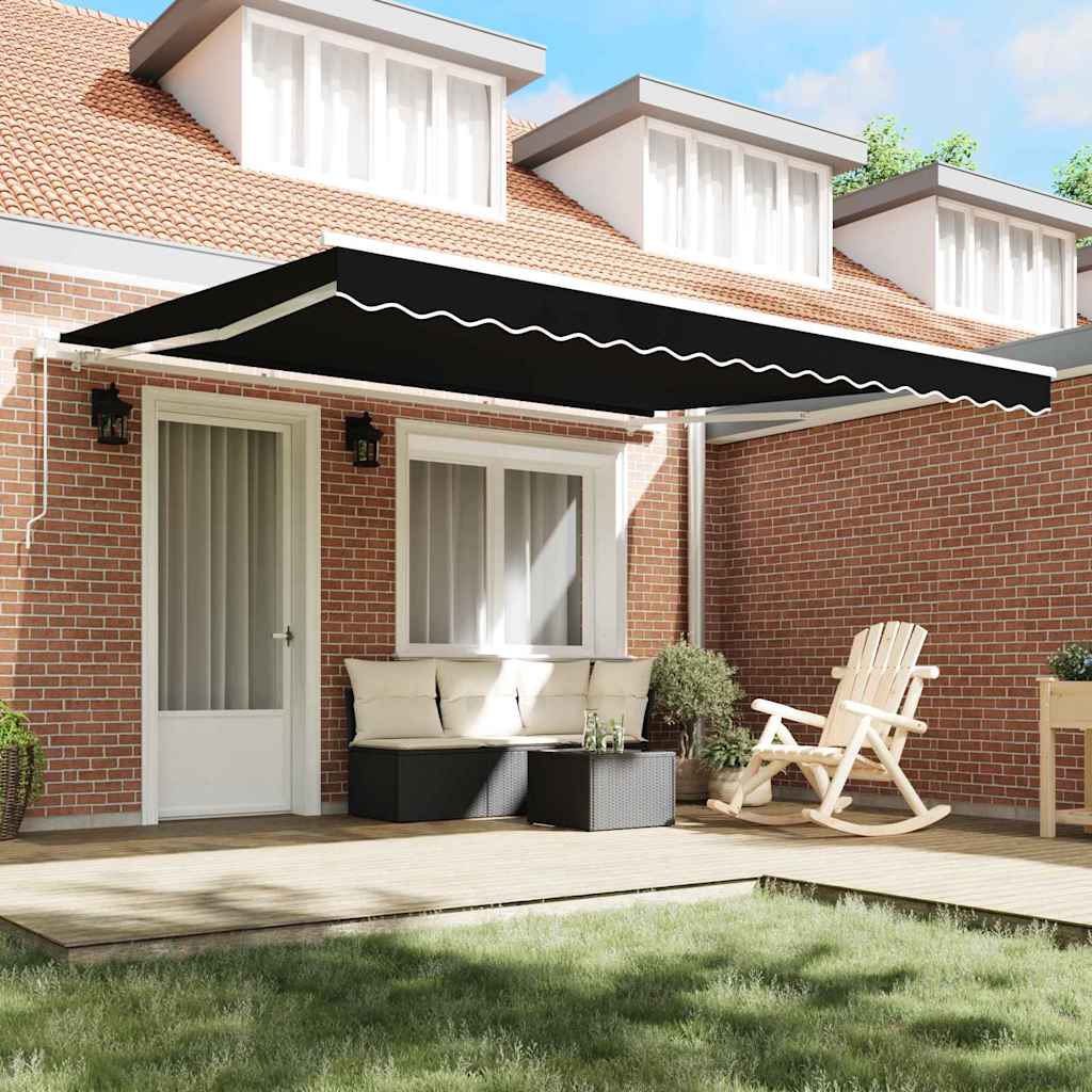 vidaXL Retractable Awning Black 400 x 300 cm Polyester and Aluminium