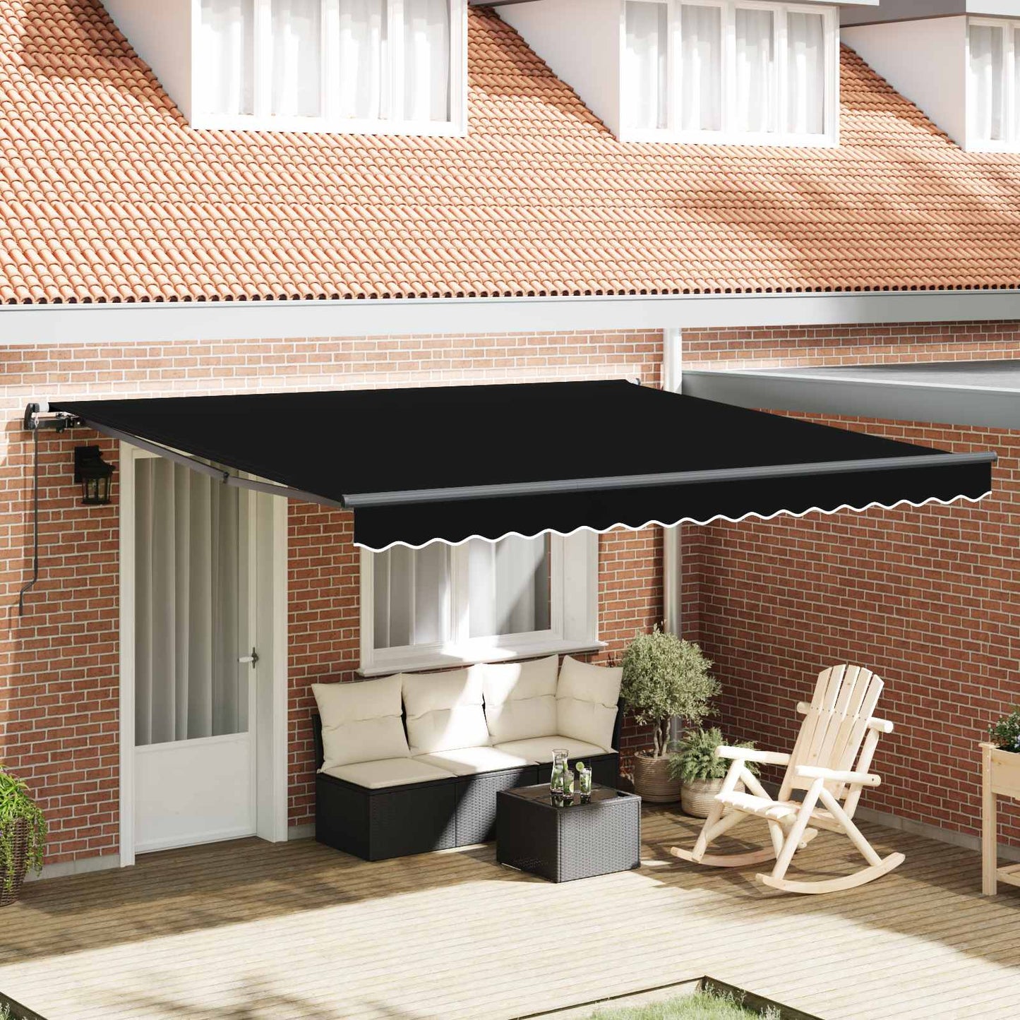 vidaXL Retractable Awning Black 400 x 300 cm Polyester and Aluminium