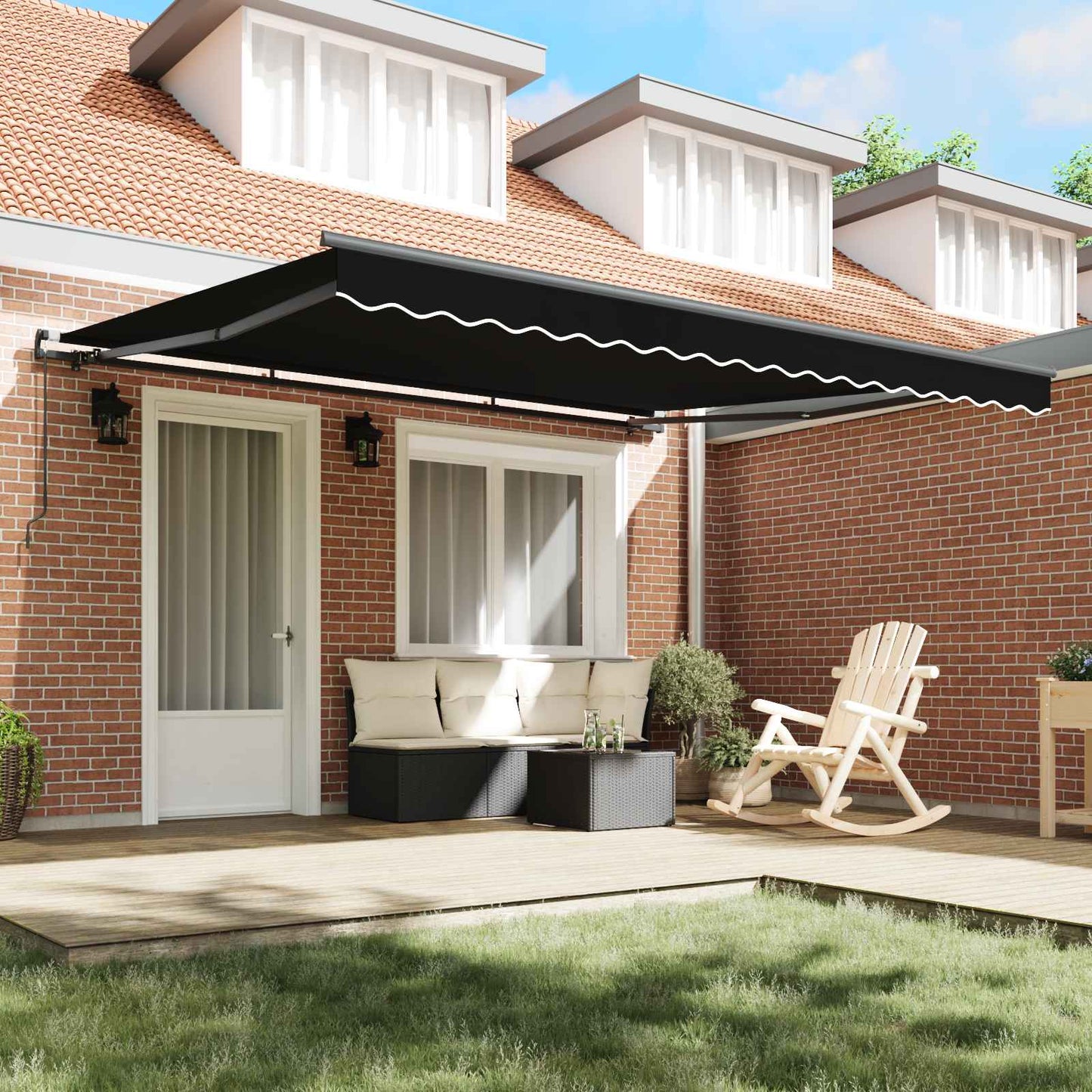 vidaXL Retractable Awning Black 400 x 300 cm Polyester and Aluminium