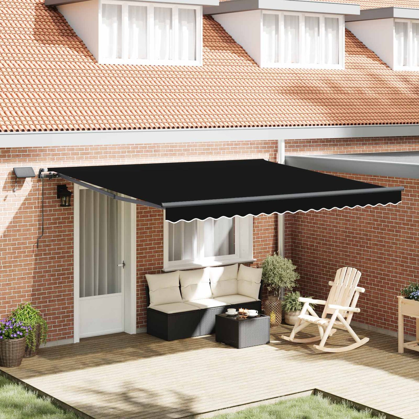 vidaXL Retractable Awning Black 400 x 300 cm Fabric