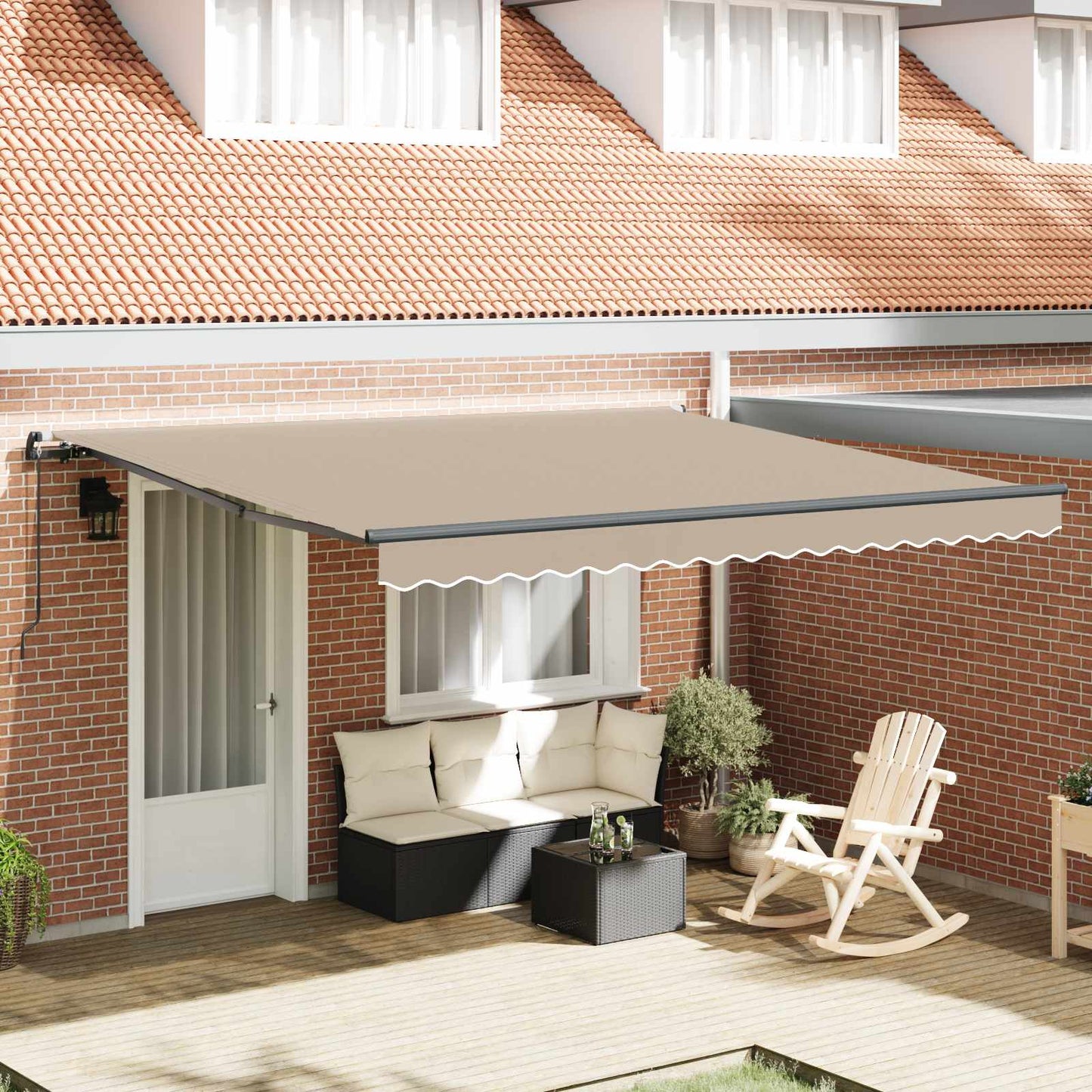 vidaXL Retractable Awning Beige 400 x 300 cm Polyester and Aluminium
