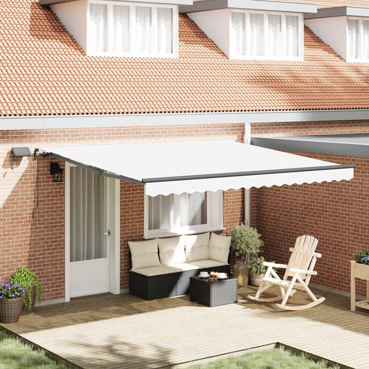 vidaXL Retractable Awning White 400 x 300 cm Fabric and Aluminium